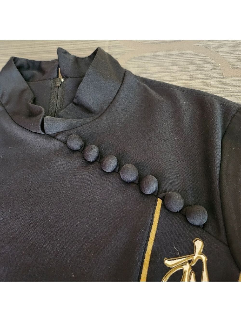 Vintage Alfred Shaheen Black And Gold Qipao Dress Hand Painted 1970's - Picture 13 of 13